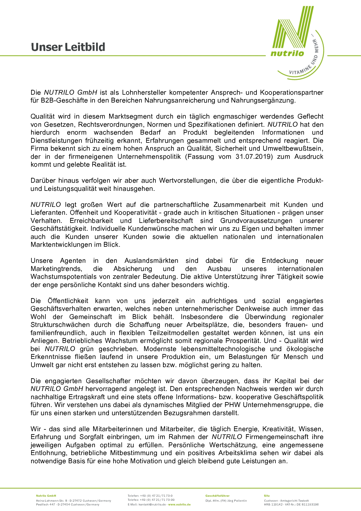 Nutrilo GmbH Nutrilo GmbH - das Unternehmen - 35Jahre Vitamine und mehr ...